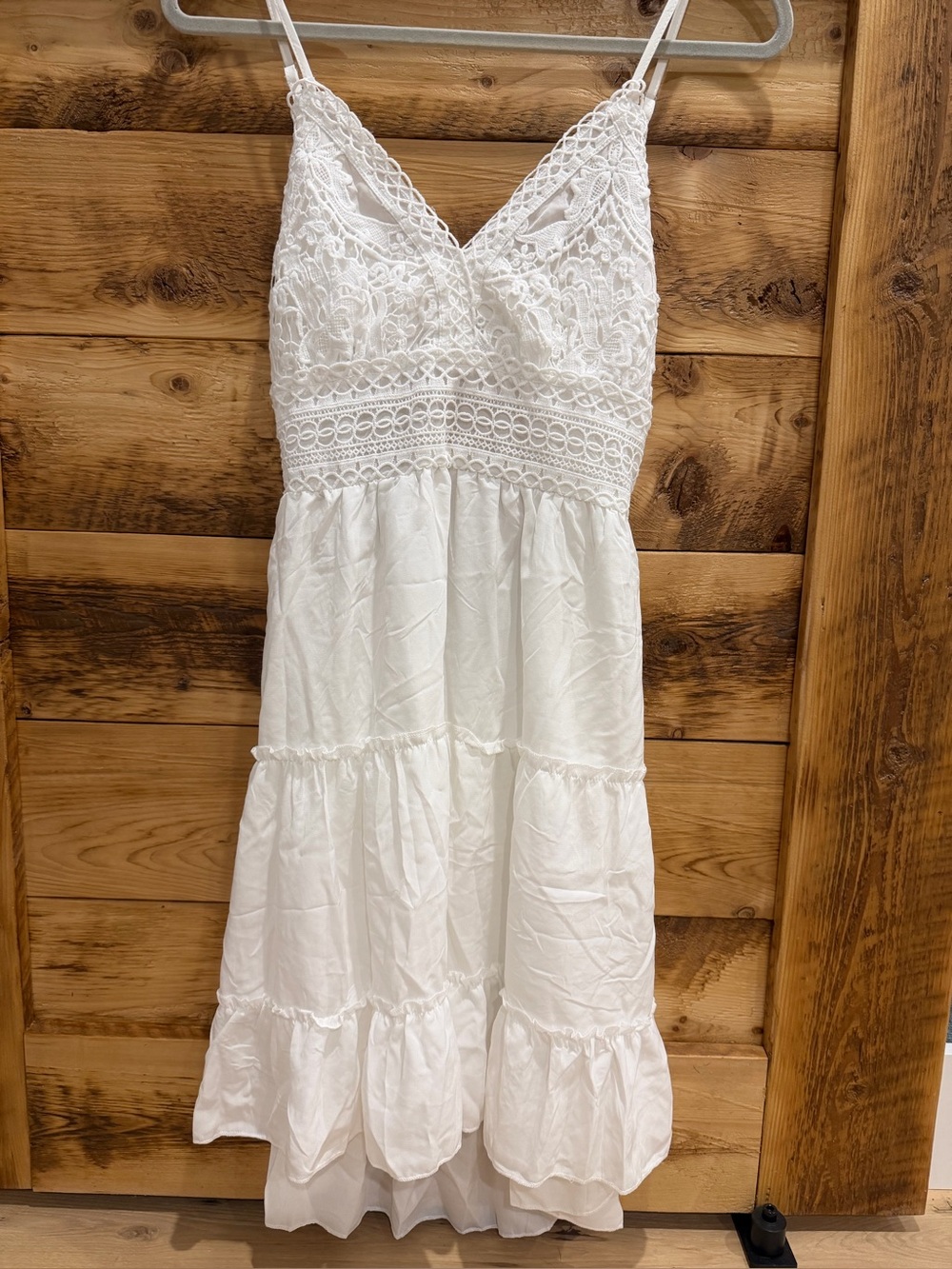 NWT - “Wish” White, Lace Detail,Tiered, Skater Dress